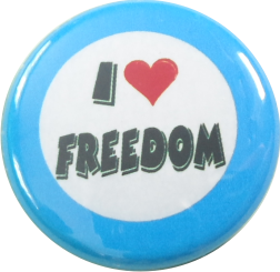 I love freedom Button blau